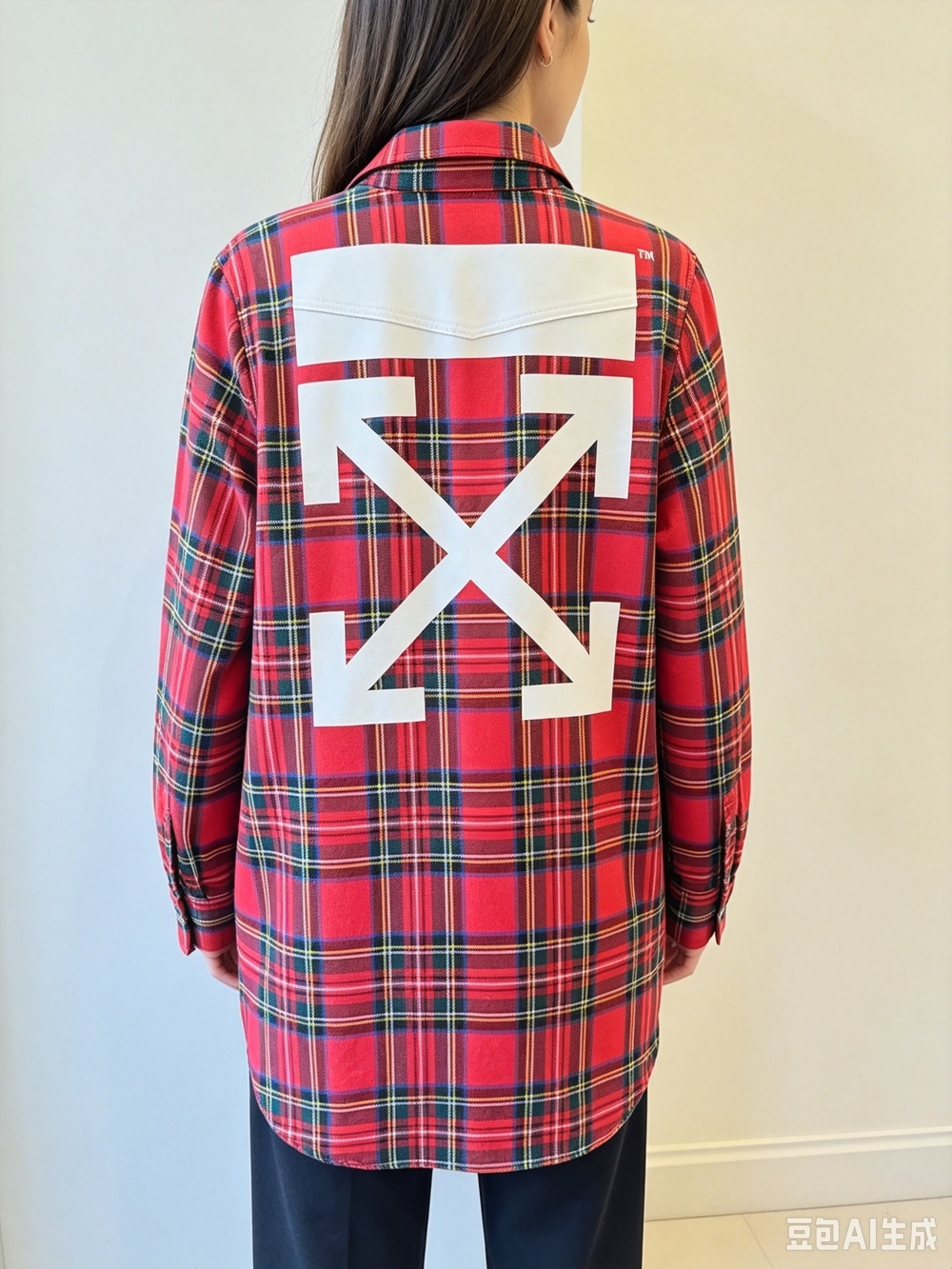 Off-White Red Plaid Button-Up Shirt - Picture 5 of 11